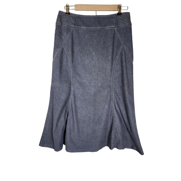 NYCC NEW YORK CLOTHING CO. Dark Gray Stretch Denim Flare Maxi Skirt SZ 10 - Picture 1 of 8